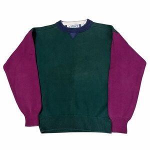 VTG Varsity by Savile Row Crewneck Sweater Mens Large Colorblock 90s Grandpa